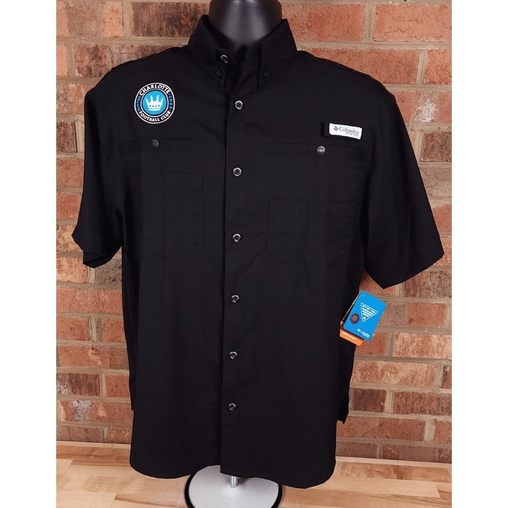 Columbia Tamiami Charlotte FC Football Soccer Mens Small Black Shirt NWT
